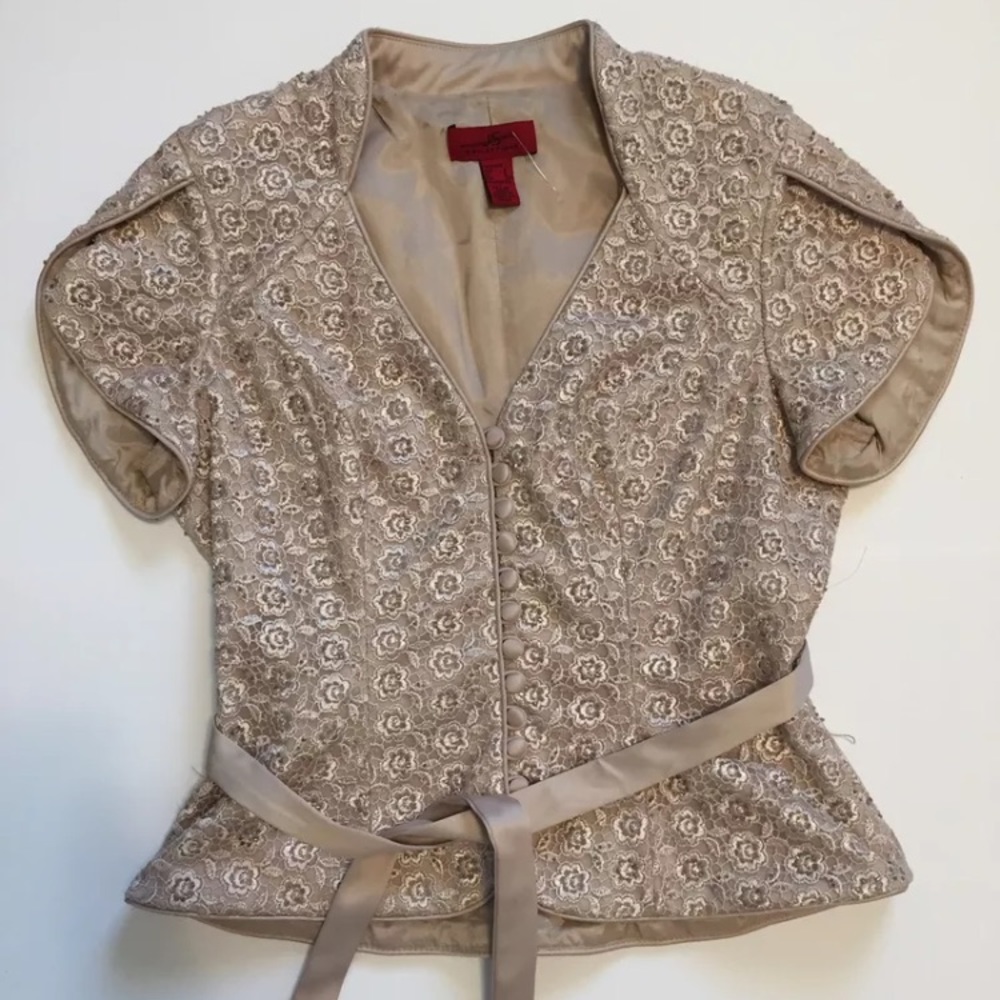 JS Collections Sz 6 Gold Beaded Jacket